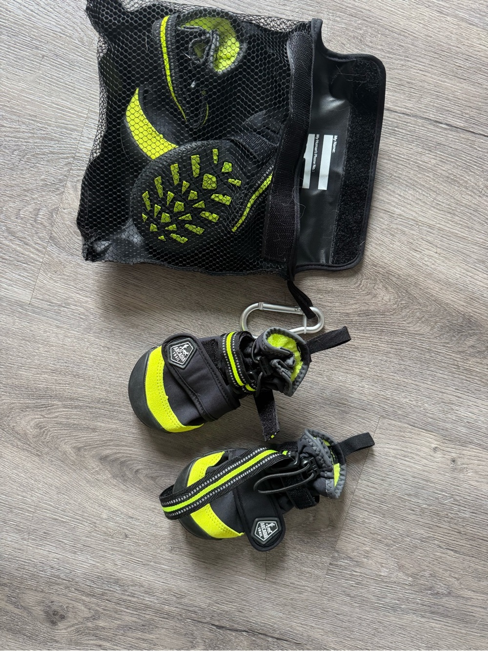 Reflective Black & Yellow Dog Boots with Traction - Brand: Unknown